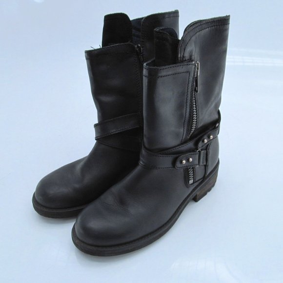 Black Bull Boxer Kyra Boot 7M Moto Combat Leather - Picture 1 of 5